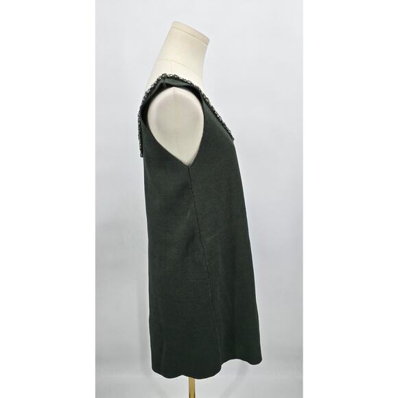 Zara Dark Olive Beaded Scoop Neck Sweater Dress – Size M – NWT - Picture 3 of 6